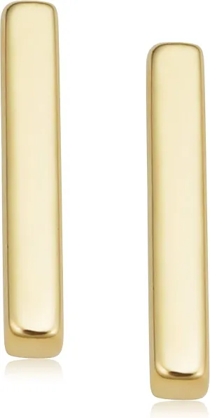 KoolJewelry Minimalist 14k Yellow Gold Bar Stud Conch Cartilage Earrings (1.6 mm w x 10 mm h)