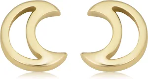KoolJewelry Minimalist 14k Yellow Gold Small Crescent Moon Stud Conch Cartilage Earrings
