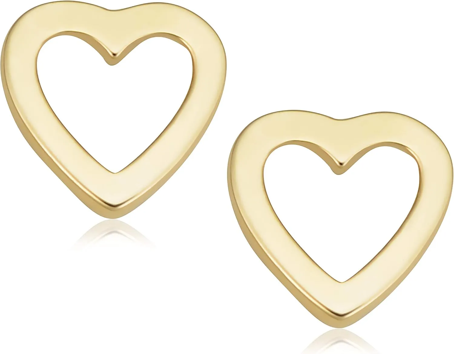 KoolJewelry Minimalist 14k Yellow Gold Small Heart Stud Conch Cartilage Earrings