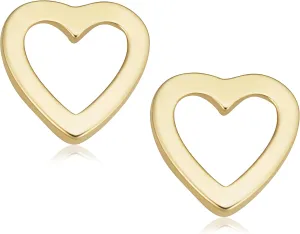 KoolJewelry Minimalist 14k Yellow Gold Small Heart Stud Conch Cartilage Earrings