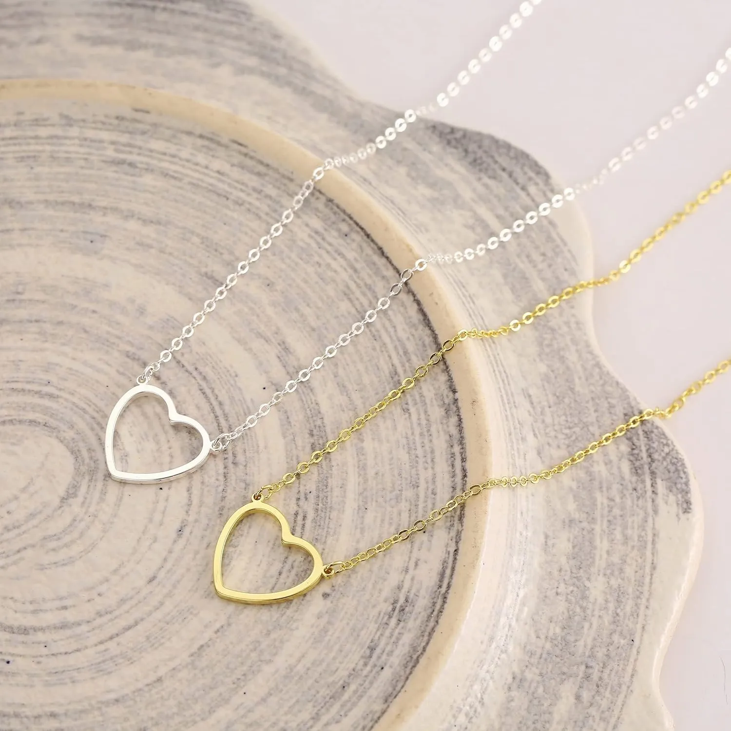 Kyerlyn Dainty Gold Necklaces for Women Hollow Heart Necklace 14K Gold/Silver Plated David Star Lover Pendant Sun Tag Necklace Women Jewelry Gift