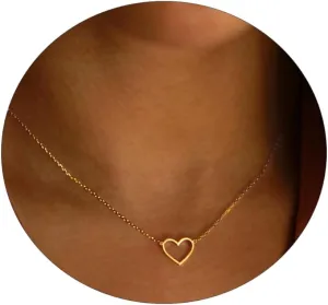 Kyerlyn Dainty Gold Necklaces for Women Hollow Heart Necklace 14K Gold/Silver Plated David Star Lover Pendant Sun Tag Necklace Women Jewelry Gift