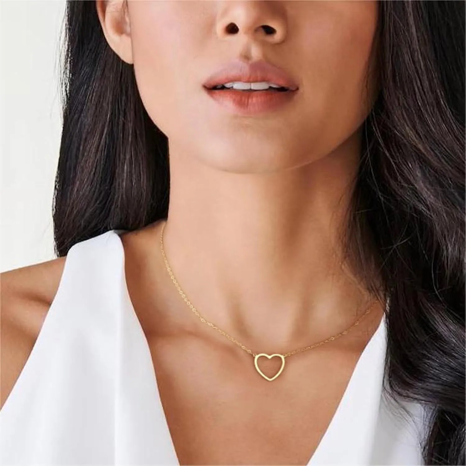 Kyerlyn Dainty Gold Necklaces for Women Hollow Heart Necklace 14K Gold/Silver Plated David Star Lover Pendant Sun Tag Necklace Women Jewelry Gift