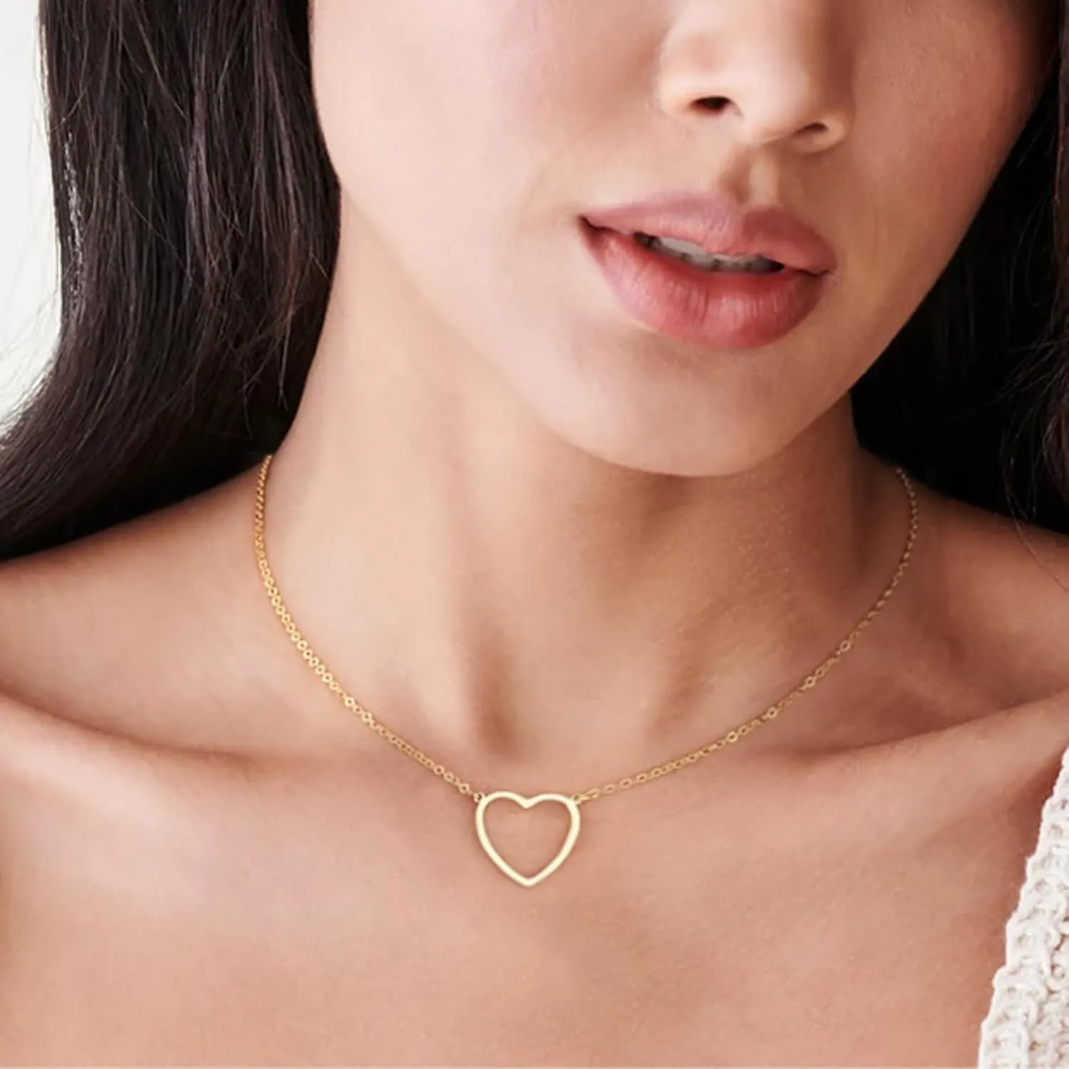 Kyerlyn Dainty Gold Necklaces for Women Hollow Heart Necklace 14K Gold/Silver Plated David Star Lover Pendant Sun Tag Necklace Women Jewelry Gift