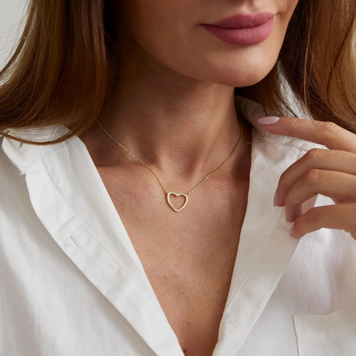 Kyerlyn Dainty Gold Necklaces for Women Hollow Heart Necklace 14K Gold/Silver Plated David Star Lover Pendant Sun Tag Necklace Women Jewelry Gift