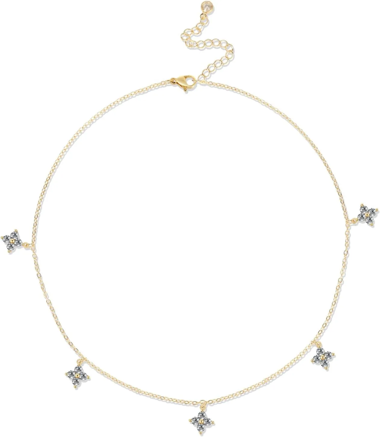 Kyerlyn Diamond Necklaces for Women,Dainty Gold Necklace 14k Gold Plated Minimalist CZ Necklace Simple Diamond Choker Necklaces for Women Trendy Jewelry Gifts for Women