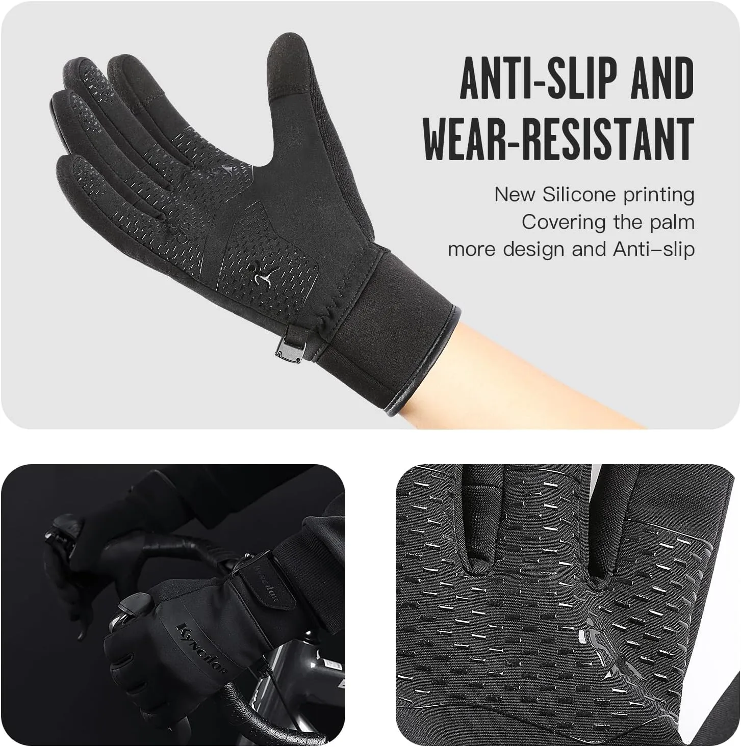KynciLOR Winter Gloves Waterproof Womens Warm Cold Weather Snow Gloves for Men with Touchscreen Fingers for Running Cycling