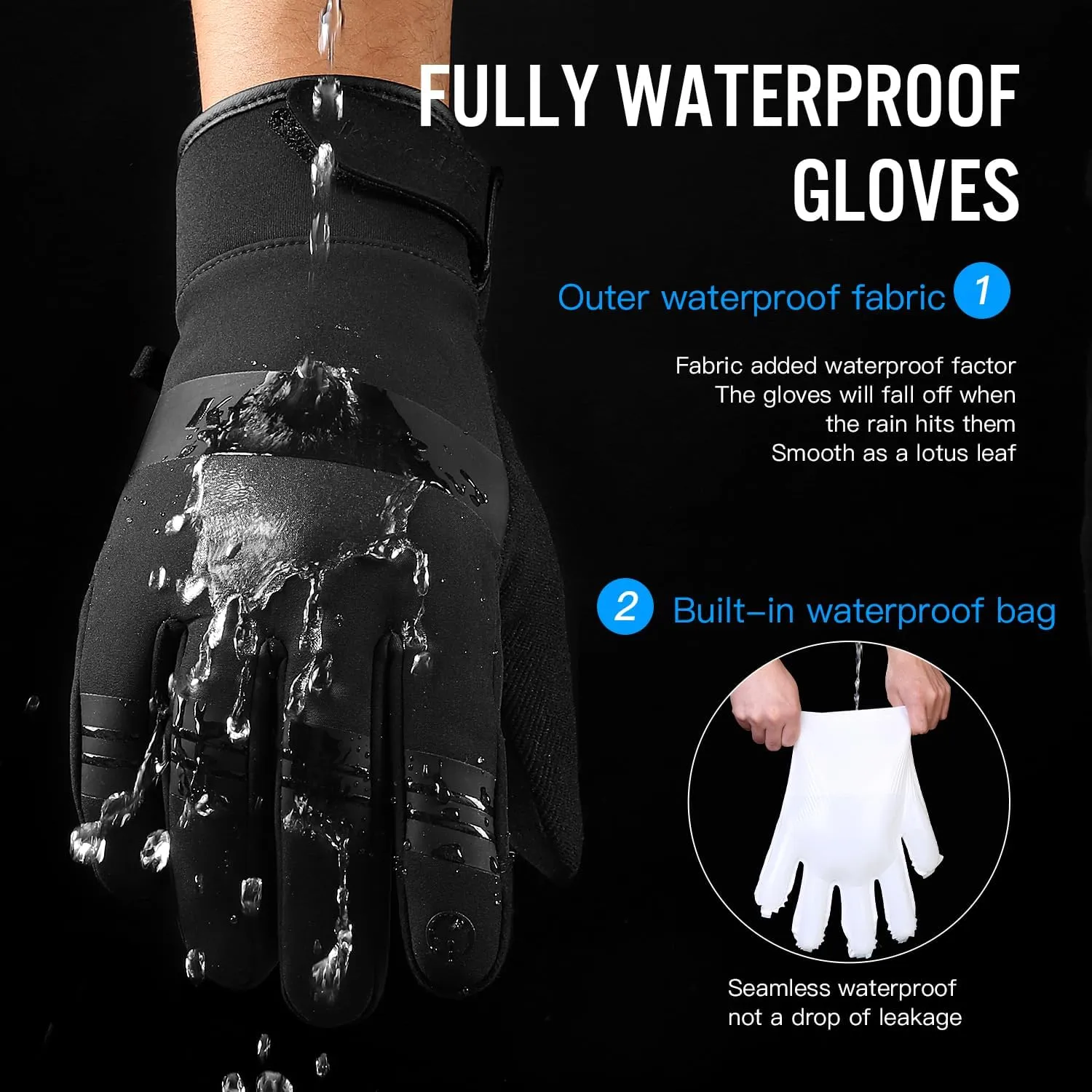 KynciLOR Winter Gloves Waterproof Womens Warm Cold Weather Snow Gloves for Men with Touchscreen Fingers for Running Cycling