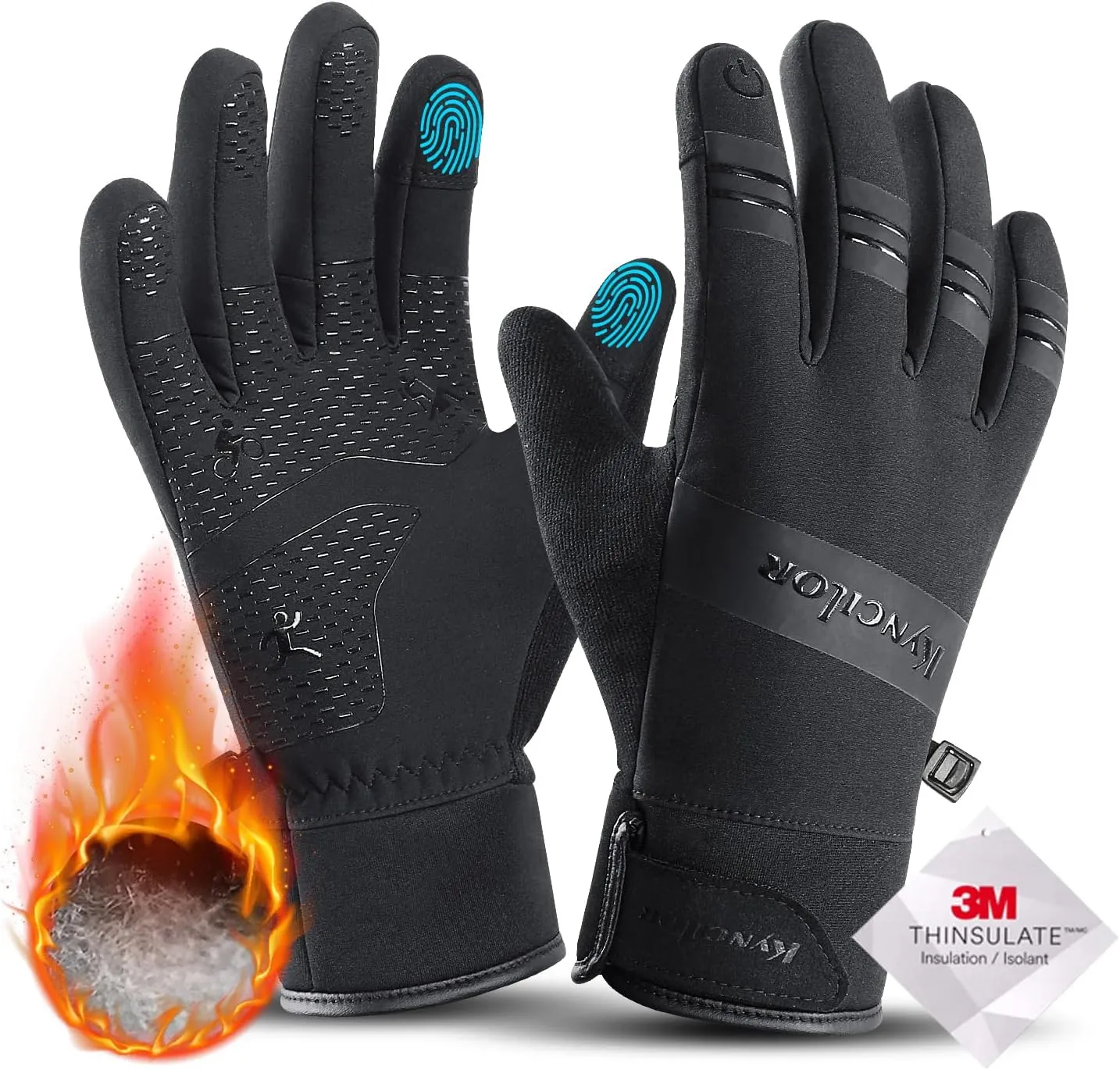 KynciLOR Winter Gloves Waterproof Womens Warm Cold Weather Snow Gloves for Men with Touchscreen Fingers for Running Cycling