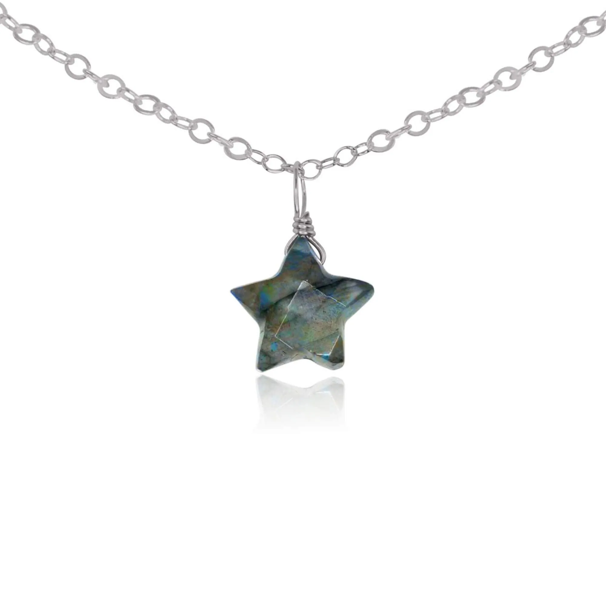 Labradorite Tiny Star Pendant Choker Necklace