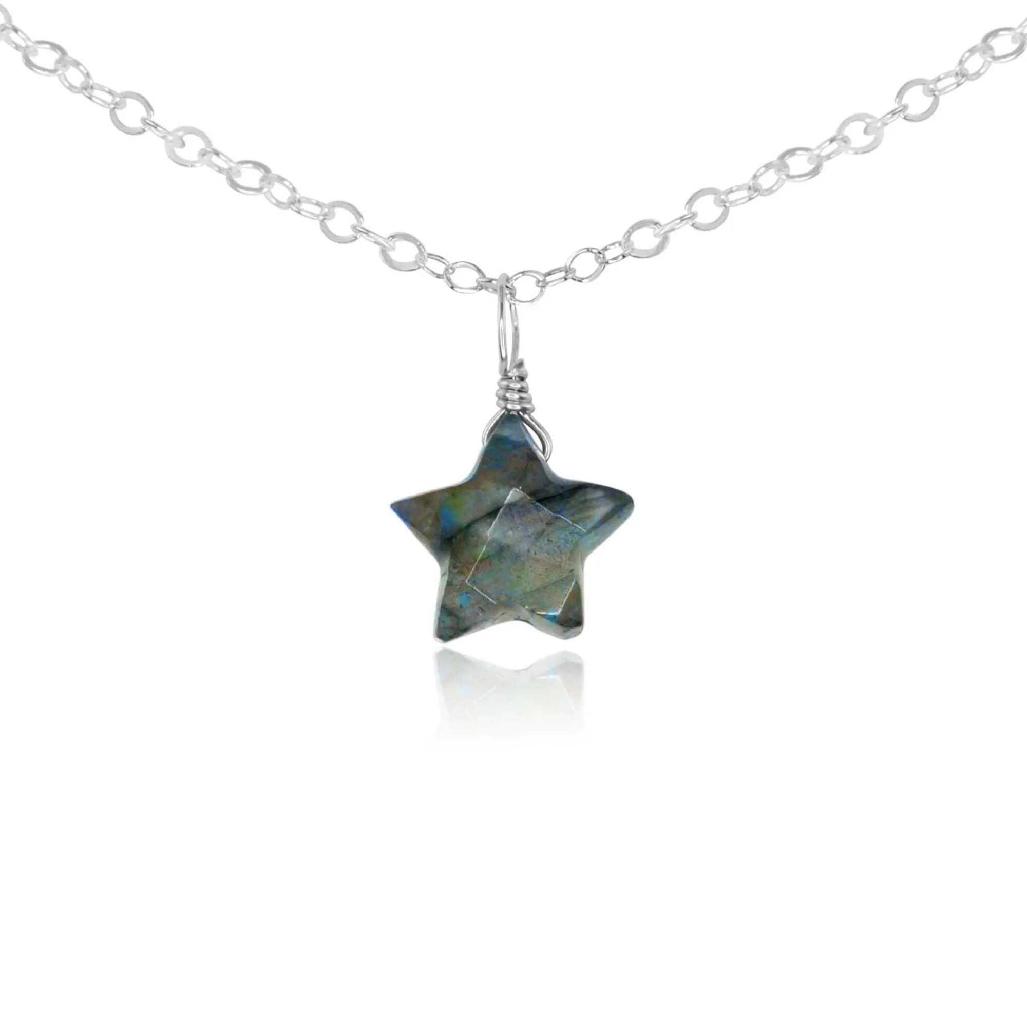 Labradorite Tiny Star Pendant Choker Necklace