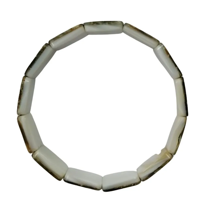 Ladies Natural Stone Abalone Shell Stretch Bracelet