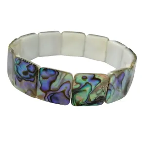 Ladies Natural Stone Abalone Shell Stretch Bracelet