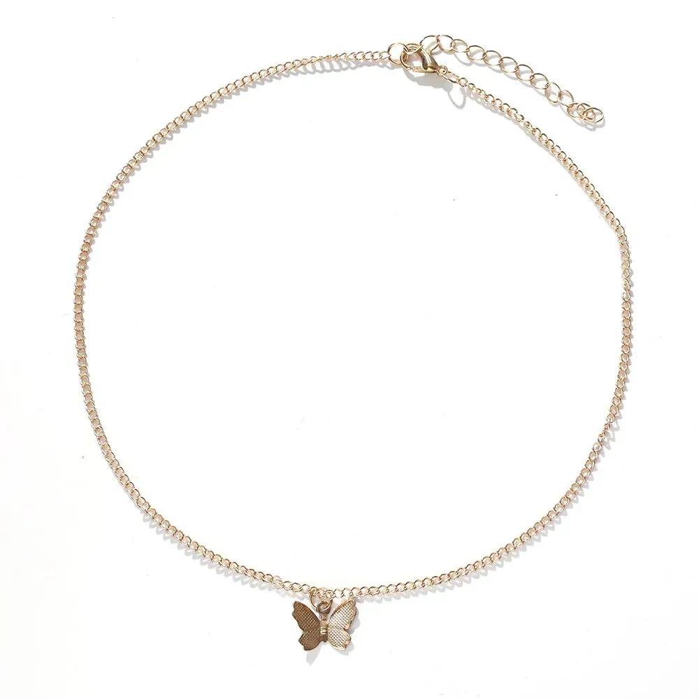 Lady glams 2PCS Best Friend Butterfly Necklaces - Trendy Pendant Necklaces for Dynamic Duos and Long-Distance Connections