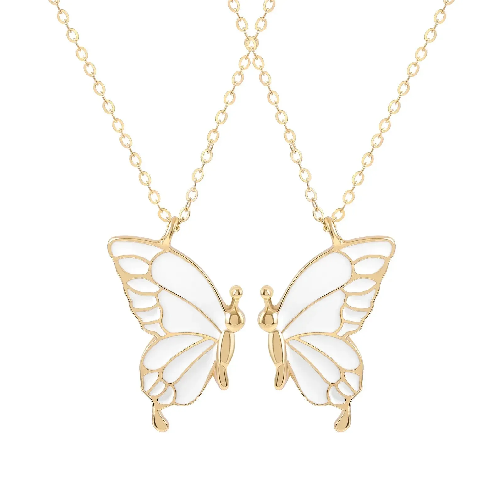 Lady glams 2PCS Best Friend Butterfly Necklaces - Trendy Pendant Necklaces for Dynamic Duos and Long-Distance Connections