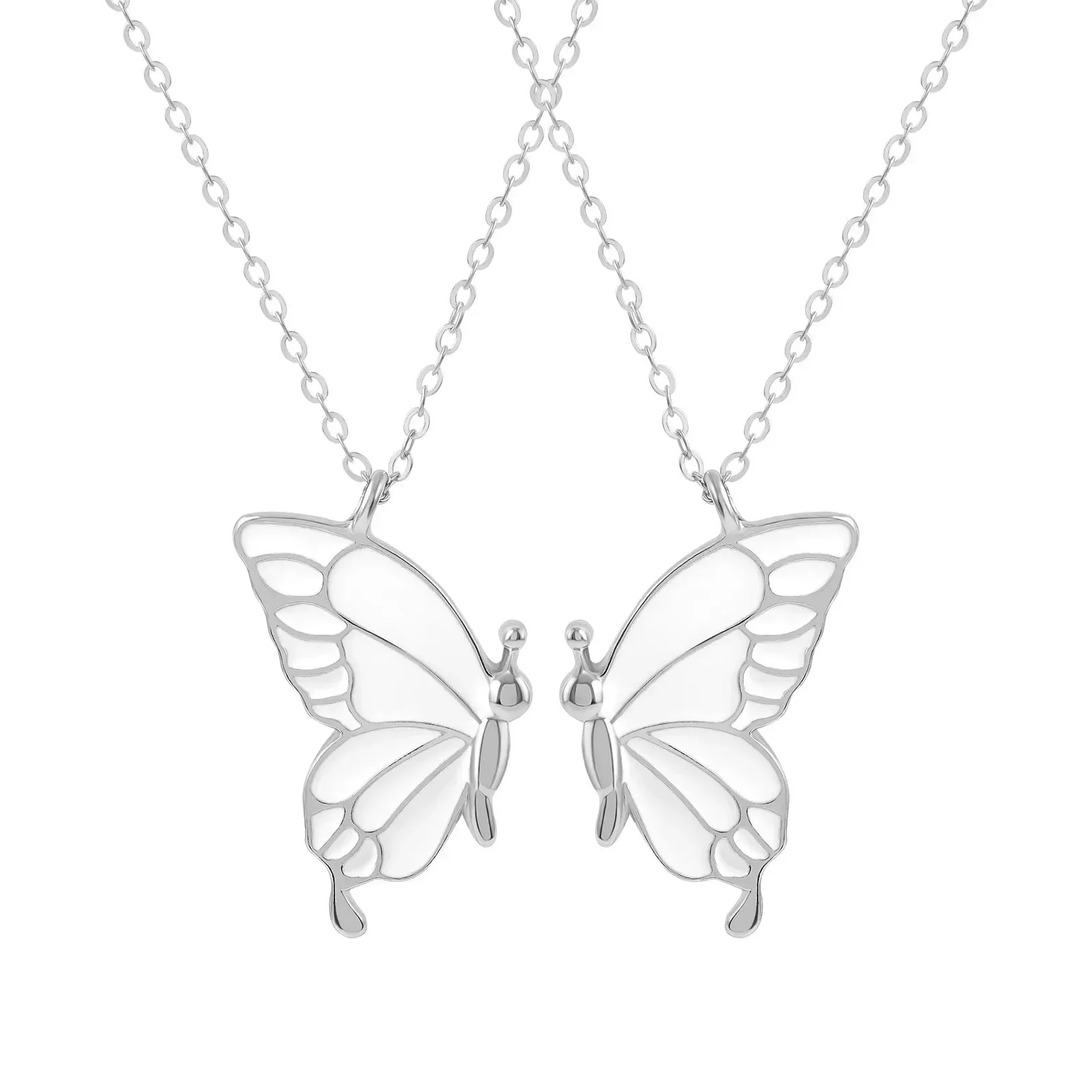 Lady glams 2PCS Best Friend Butterfly Necklaces - Trendy Pendant Necklaces for Dynamic Duos and Long-Distance Connections