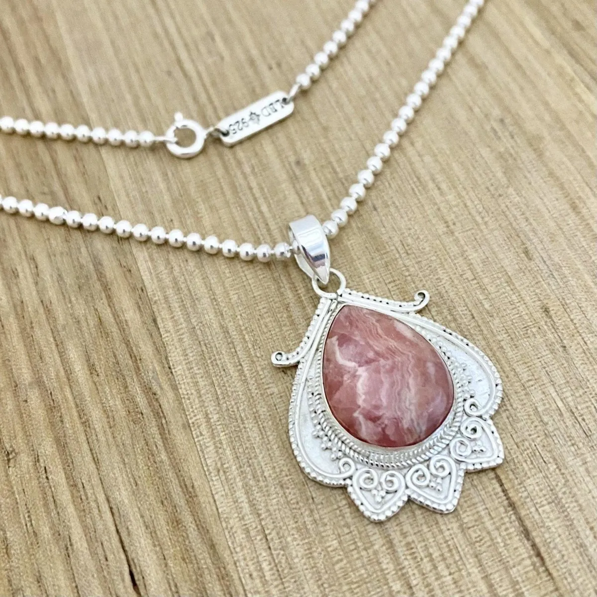 Laihas Designer Bohemian Swirl Rhodochrosite Necklace
