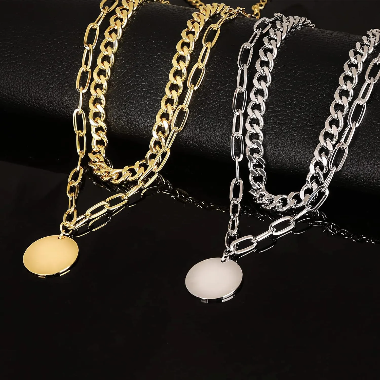 LANE WOODS Gold Layered Necklaces for Women Girls Dainty Layering Coin Lock Eye Snake Pendant Jewelry Gifts
