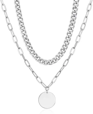 LANE WOODS Gold Layered Necklaces for Women Girls Dainty Layering Coin Lock Eye Snake Pendant Jewelry Gifts