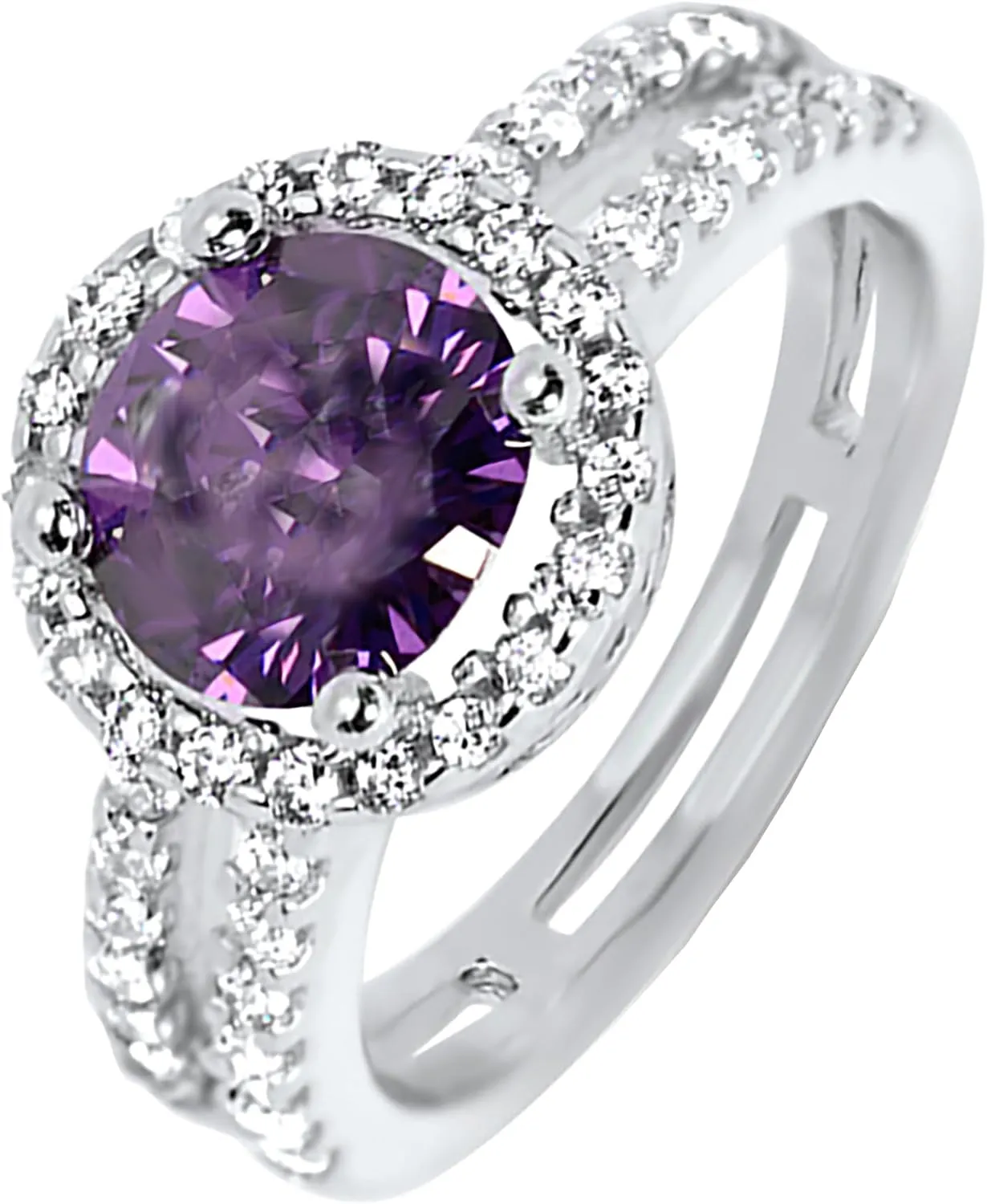 LaRaso & Co 1 Carat Purple Simulated Amethyst February Birthstone Engagement Promise Ring for Women