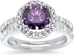 LaRaso & Co 1 Carat Purple Simulated Amethyst February Birthstone Engagement Promise Ring for Women