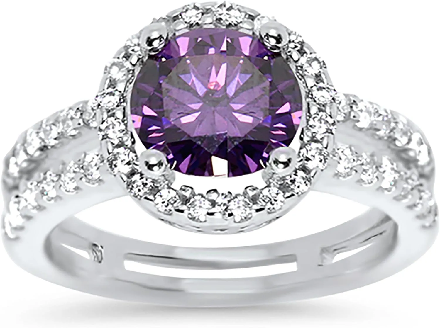 LaRaso & Co 1 Carat Purple Simulated Amethyst February Birthstone Engagement Promise Ring for Women