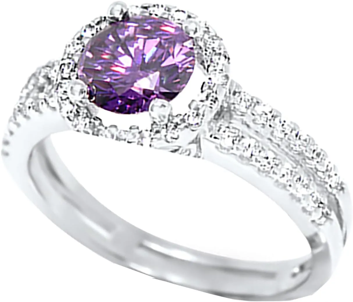 LaRaso & Co 1 Carat Purple Simulated Amethyst February Birthstone Engagement Promise Ring for Women