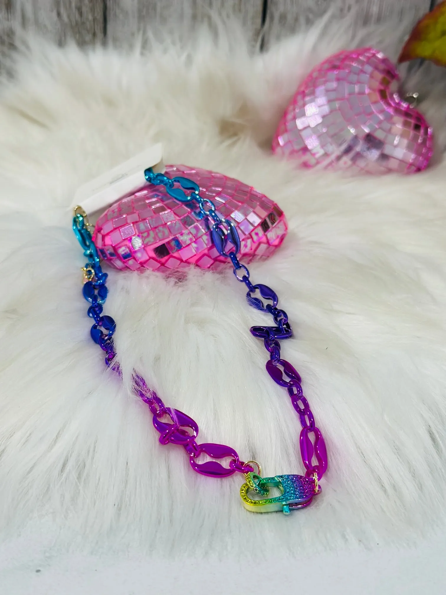 Large Dazzling Ombre Clip Necklace