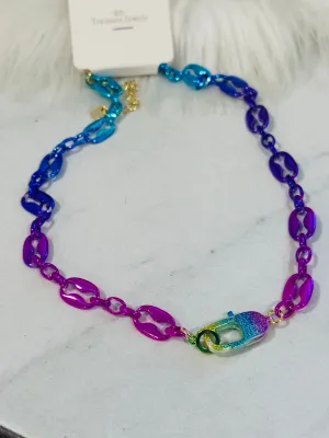 Large Dazzling Ombre Clip Necklace