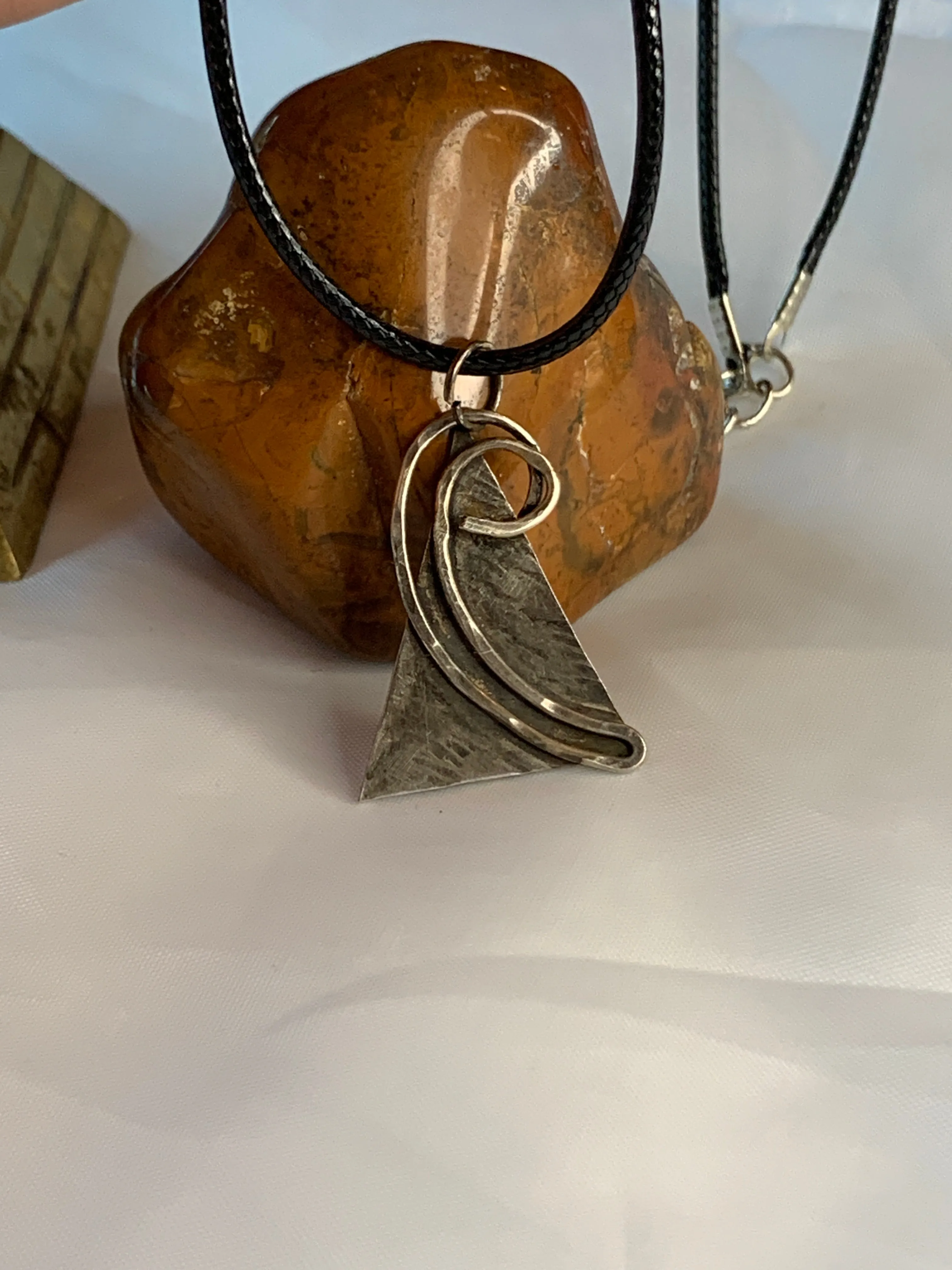 Large Fused Geometric Pyramid Sterling Silver Necklace