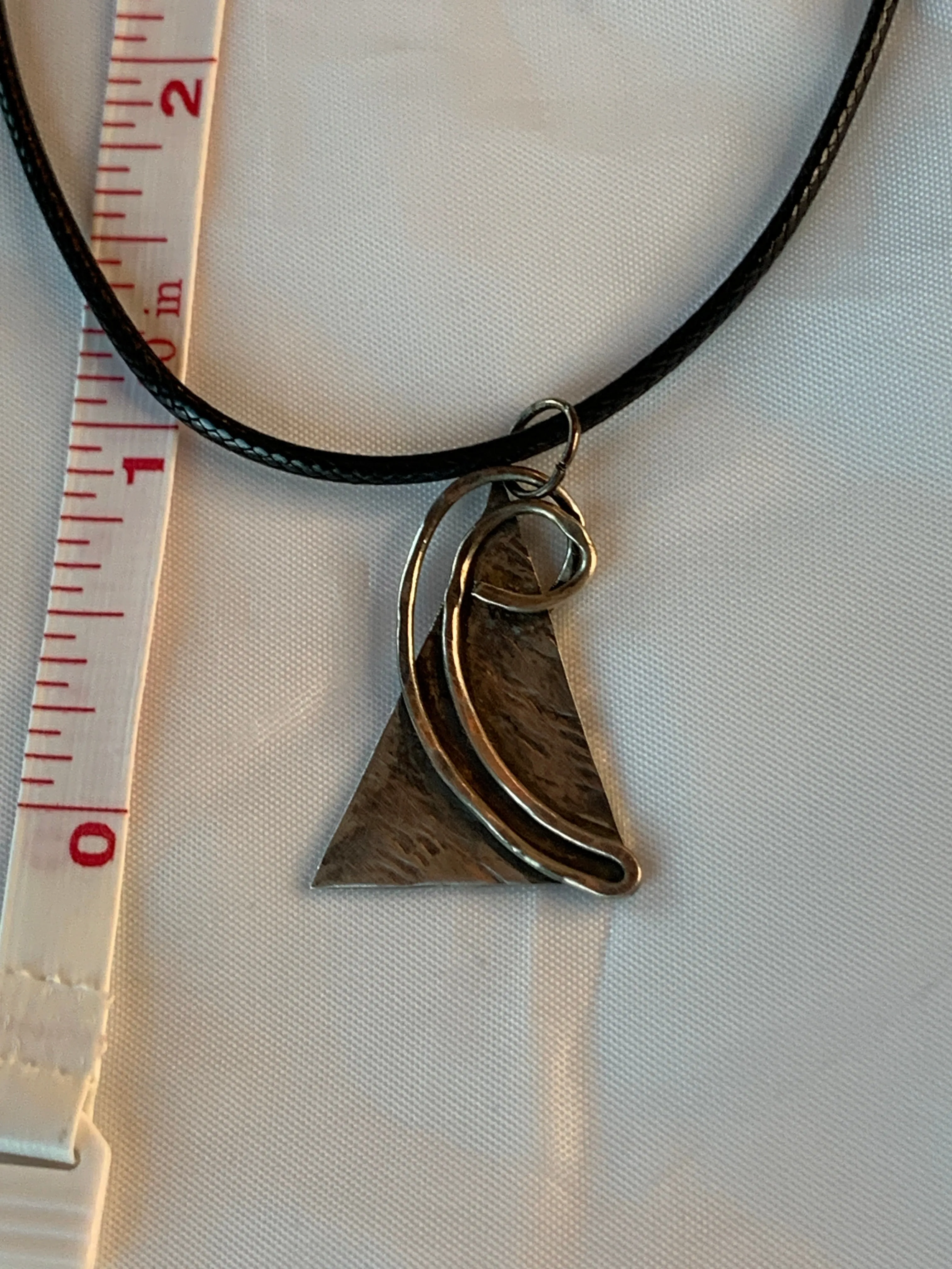 Large Fused Geometric Pyramid Sterling Silver Necklace