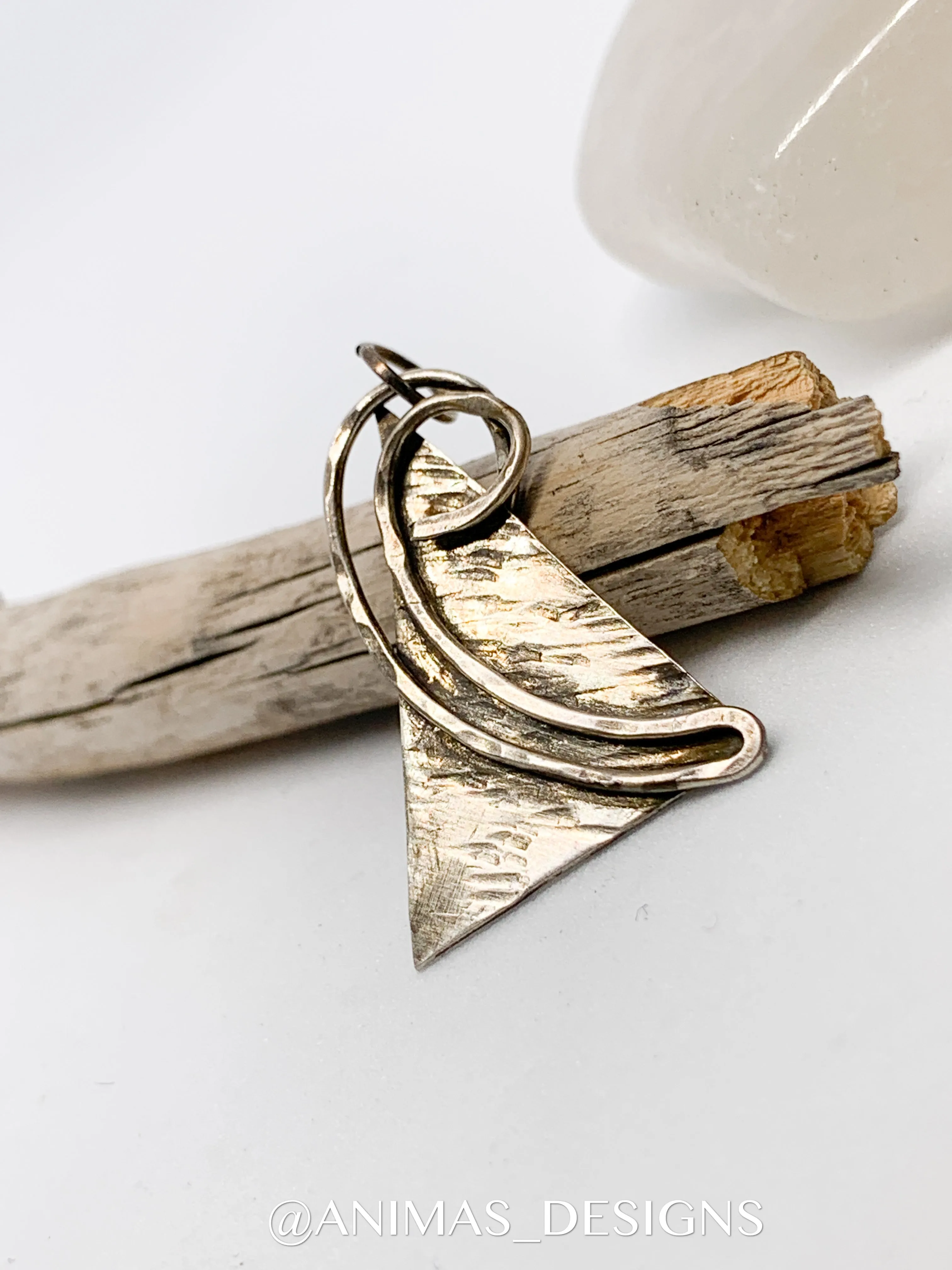 Large Fused Geometric Pyramid Sterling Silver Necklace