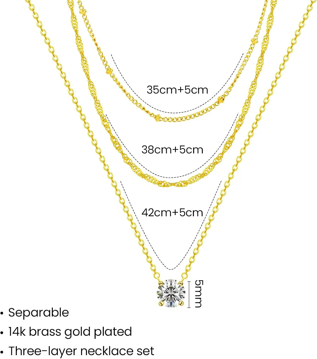 Lariat Gold Necklace for Women, Dainty 14k Long Gold Necklace Set Simple Layered Gold Plated Pendant Beaded Drop Chain Jewelry Y Stacked Necklaces for Women