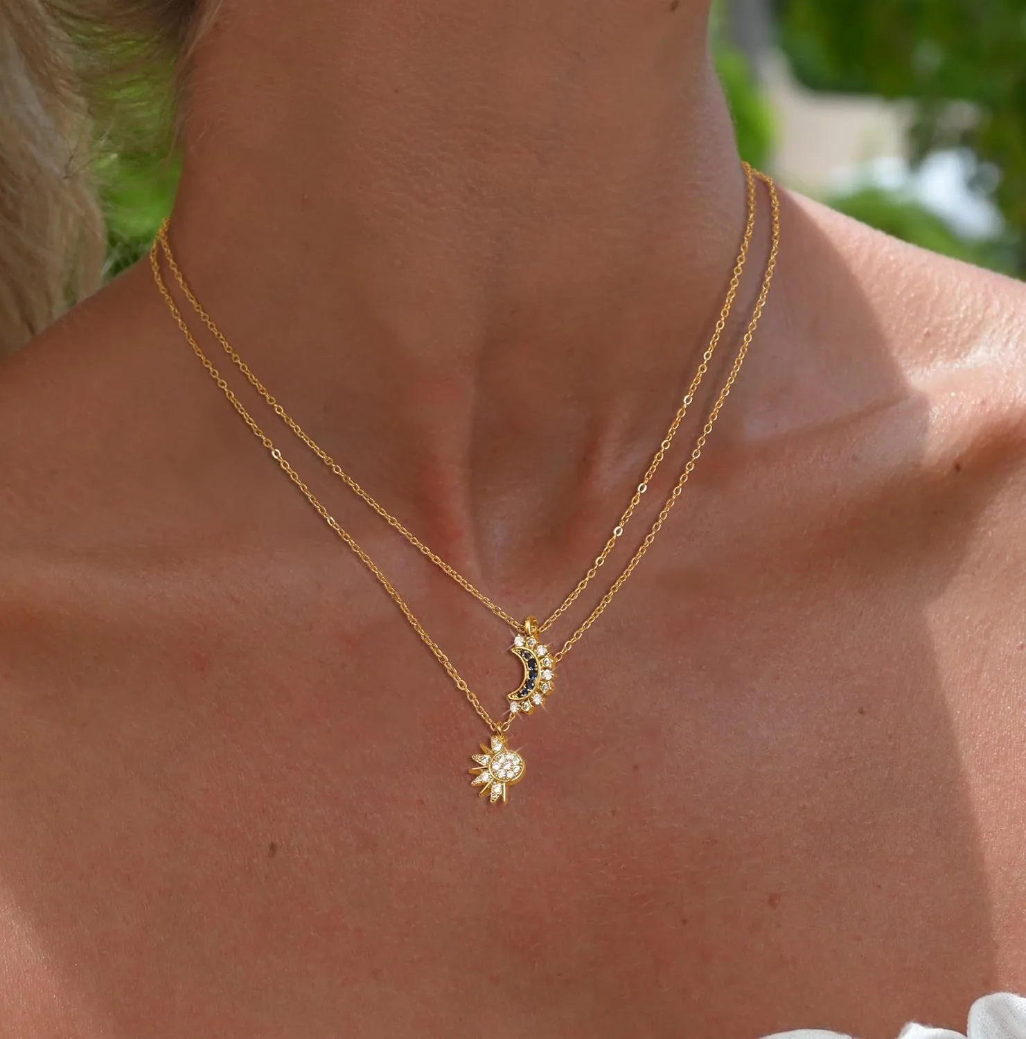Lariat Gold Necklaces for Women - Dainty Gold Necklace Trendy 14K Gold Plated Hypoallergenic Layered Long Y-Shape Sunburst CZ T-Bar Pendant Drop Chain Necklace Set for Women Non Tarinsh Jewelry Gift