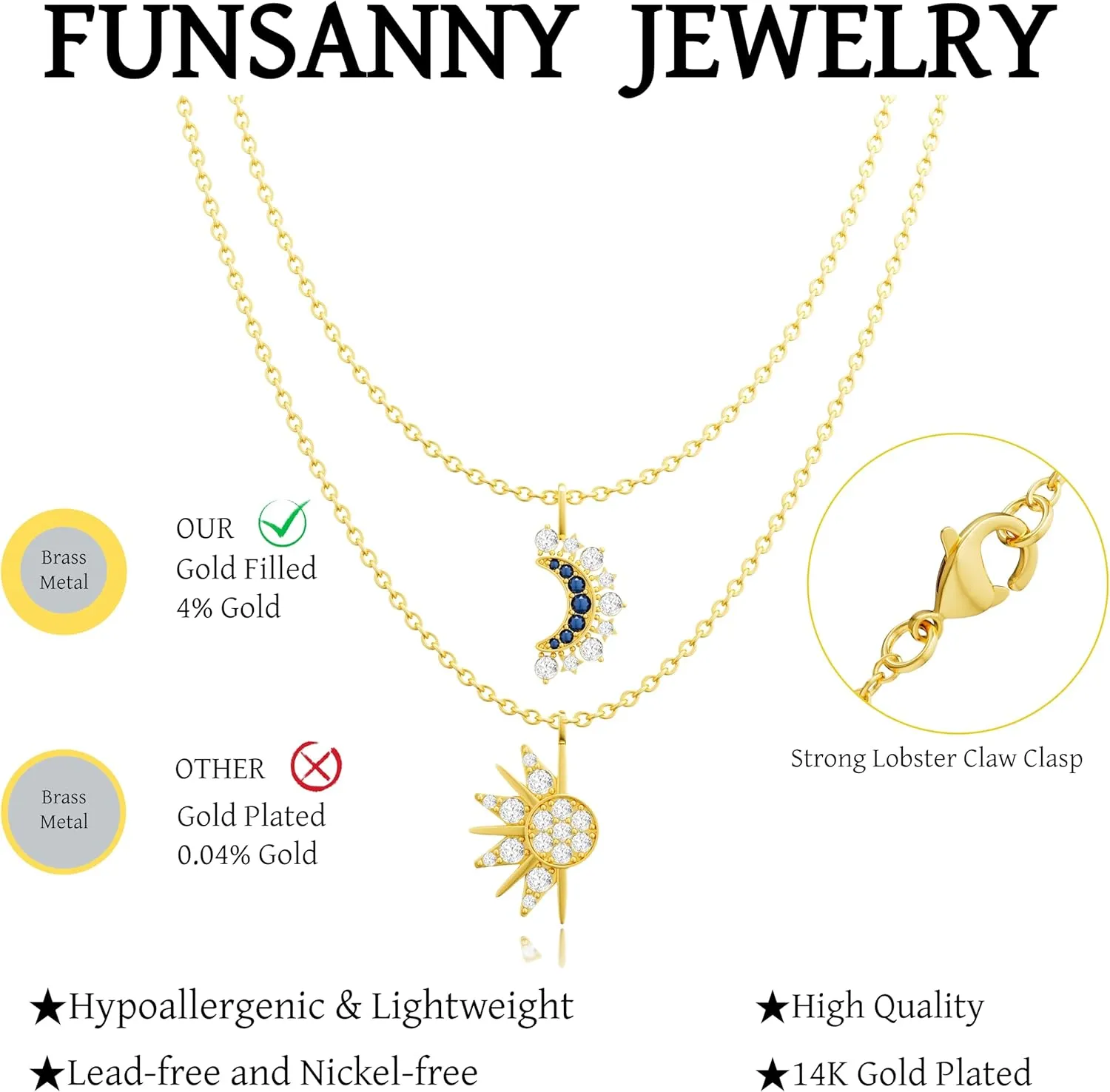 Lariat Gold Necklaces for Women - Dainty Gold Necklace Trendy 14K Gold Plated Hypoallergenic Layered Long Y-Shape Sunburst CZ T-Bar Pendant Drop Chain Necklace Set for Women Non Tarinsh Jewelry Gift