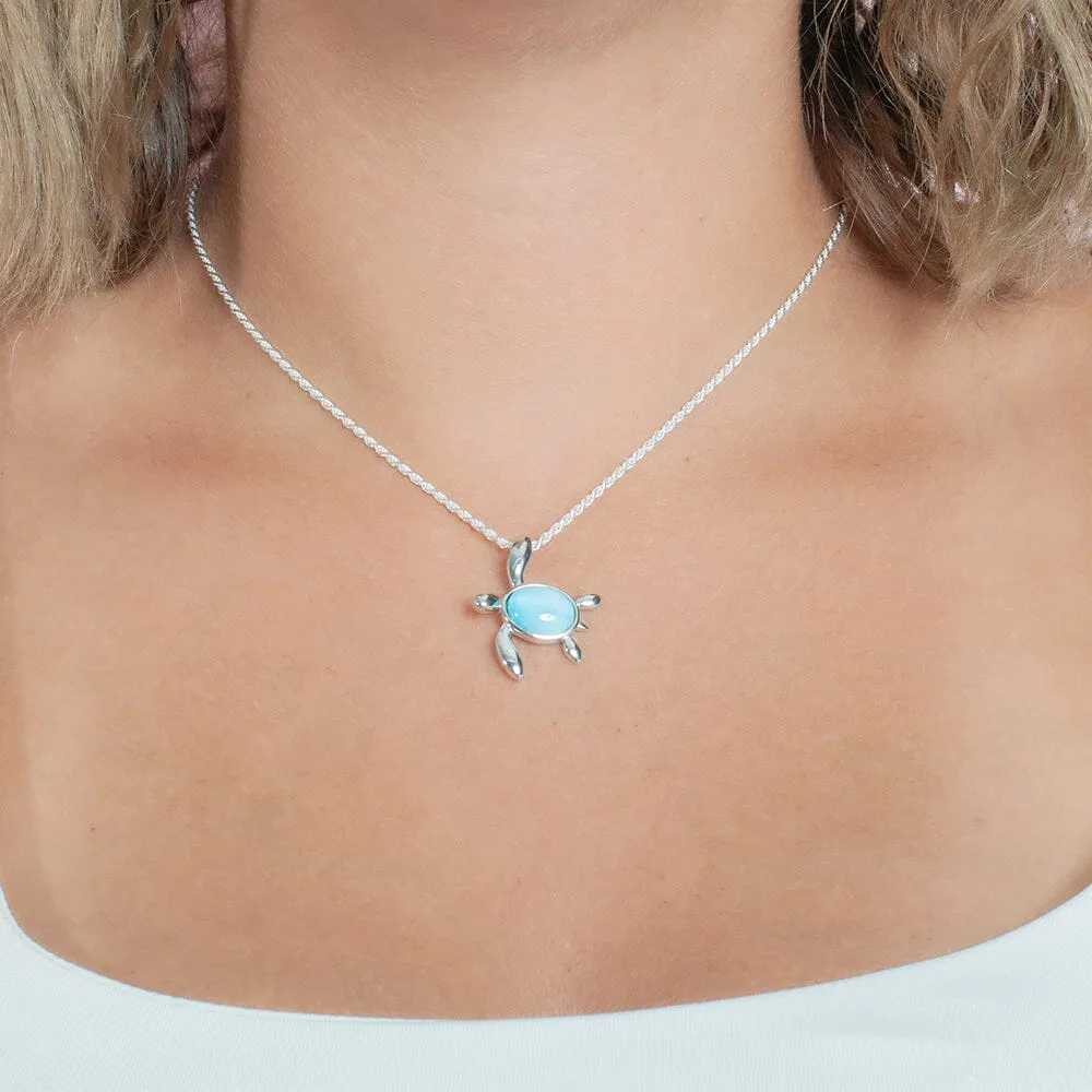 Larimar Hanauma Bay Honu Pendant