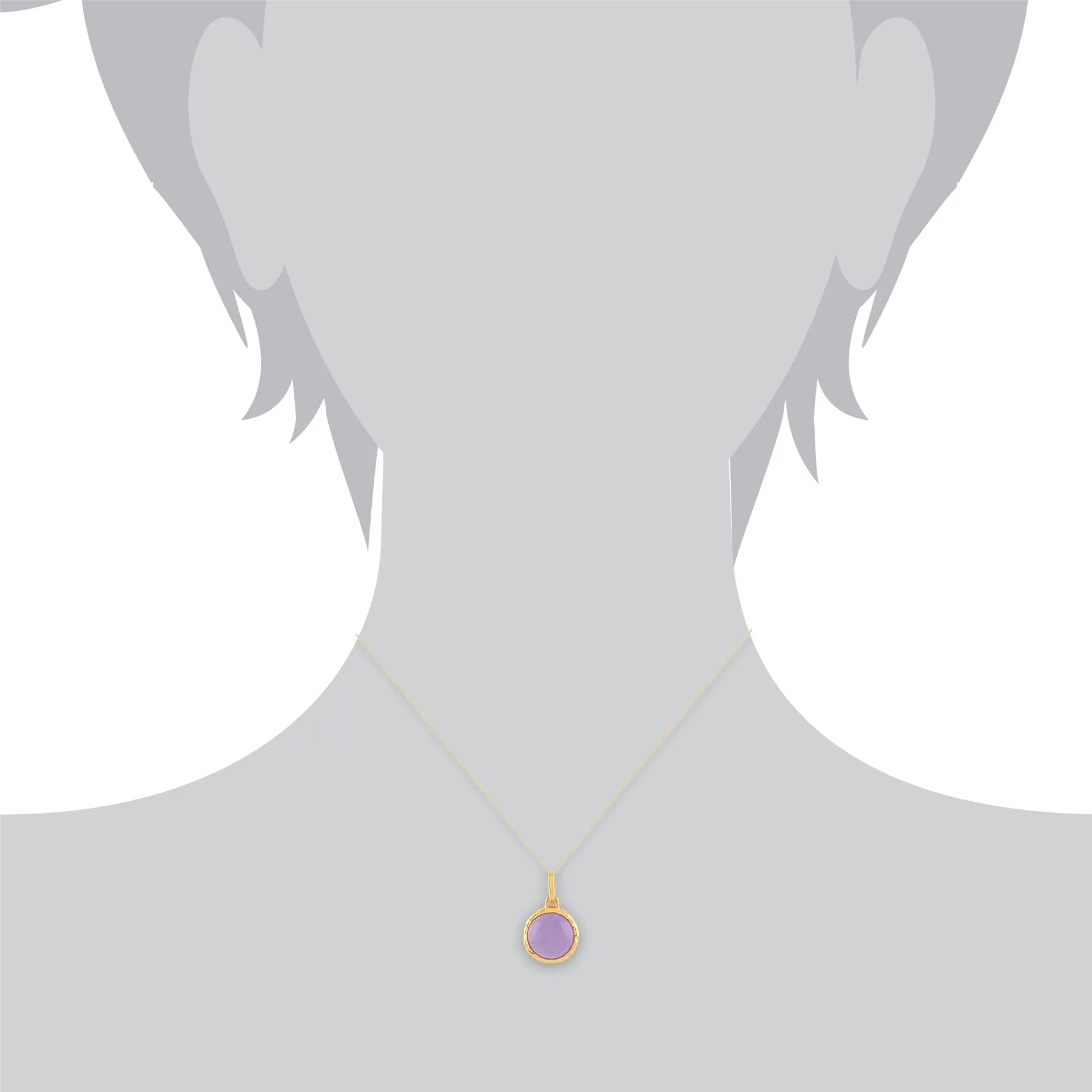 Lavande Jade 'Irida' Pastel Collier en 9ct Or Jaune Plaqué Argent Sterling
