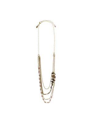 Layered Asymmetrical Crystal Bib Necklace - NCF25AGTAP