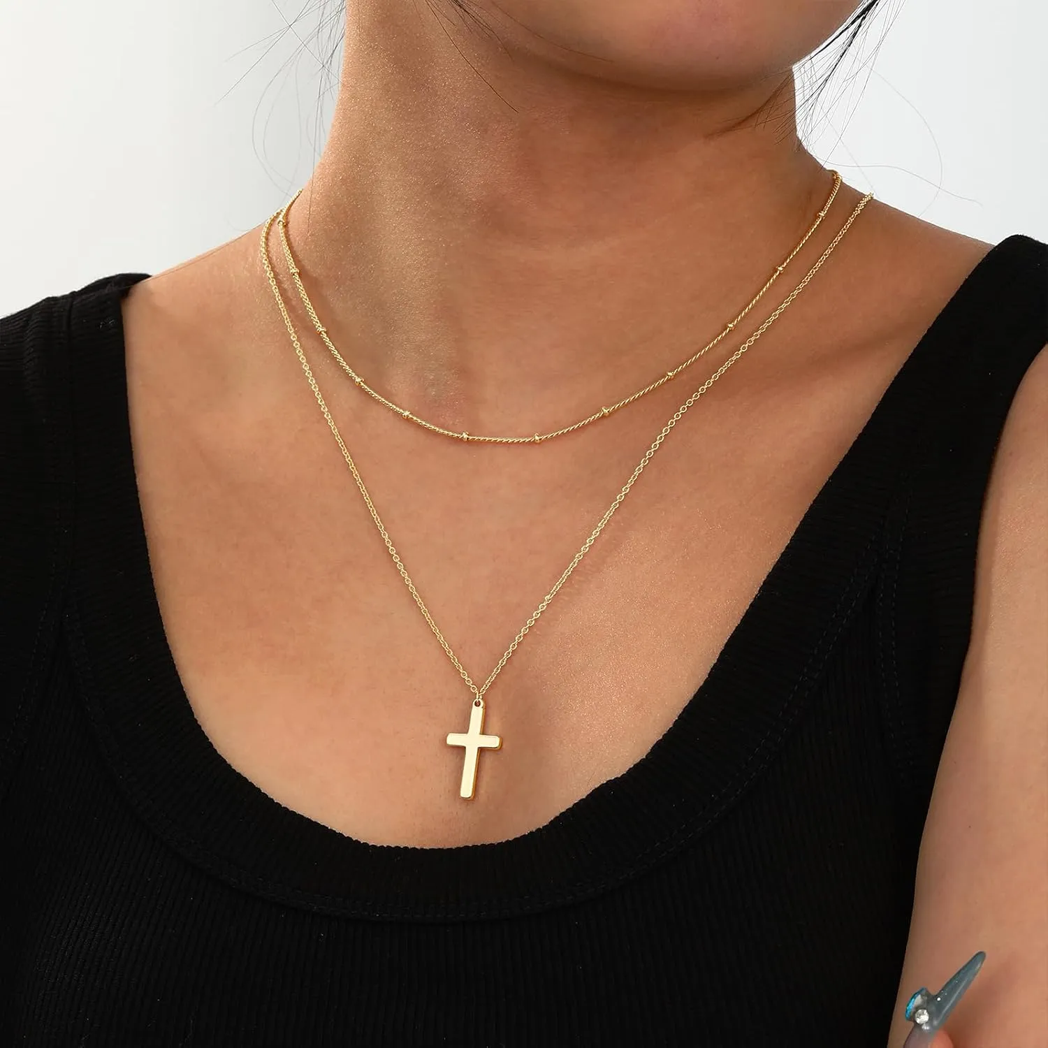 Layered Cross Bible Verse Necklaces, 14K Gold Plated Christian Religious Confirmation Inspirational Jewelry Gifts