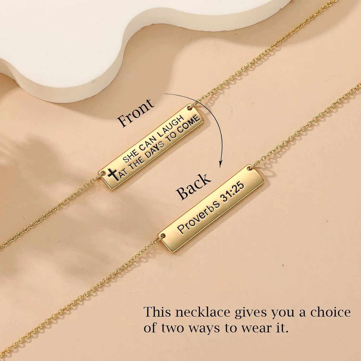 Layered Cross Bible Verse Necklaces, 14K Gold Plated Christian Religious Confirmation Inspirational Jewelry Gifts