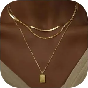 Layered Gold Necklace for Women Stack Non Tarnish Dainty 14K Gold Plated Stacked Layered Necklaces Circle Pendant Chain Necklace Stackable Trendy Necklaces Gifts Trendy Stuff