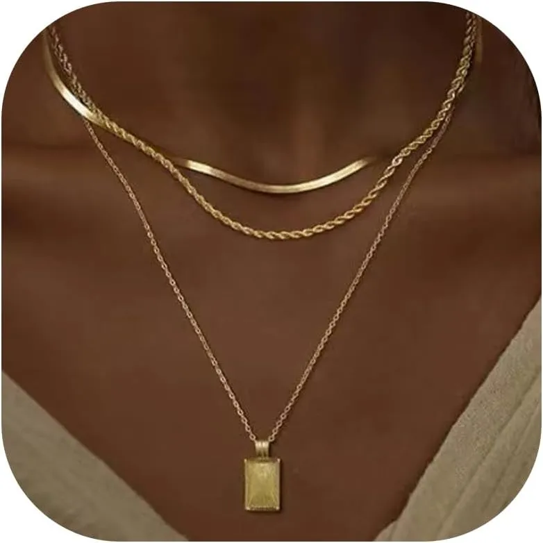Layered Gold Necklace for Women Stack Non Tarnish Dainty 14K Gold Plated Stacked Layered Necklaces Circle Pendant Chain Necklace Stackable Trendy Necklaces Gifts Trendy Stuff