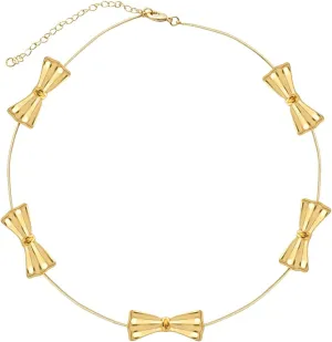 Layered Gold Necklaces & Bow Choker Necklace