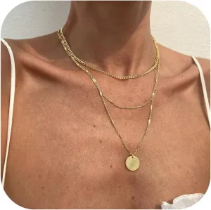 Layered Gold Necklaces for Women Trendy Chunky Silver Stackable Choker Necklace Dainty Cuban Paperclip Chain Necklace Jewelry Set