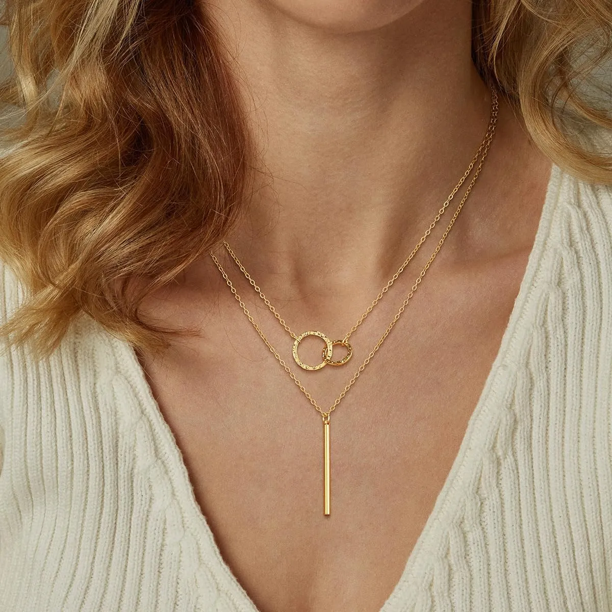 Layered Gold Silver Necklaces for Women, Stackable Stack 14K Real Gold Plated Silver Chain Necklace Diamond Circle CZ Layering Pendant Necklaces Trendy Gold Jewelry Set Gifts