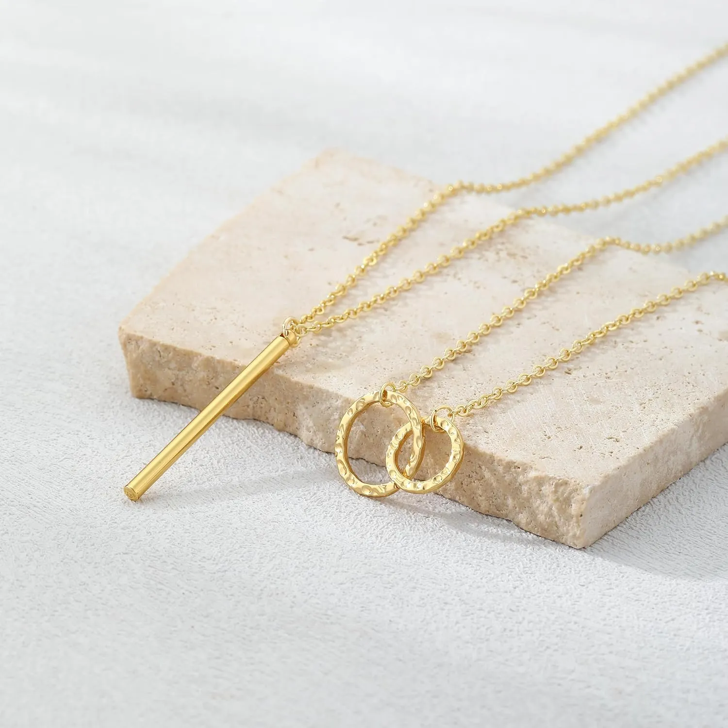 Layered Gold Silver Necklaces for Women, Stackable Stack 14K Real Gold Plated Silver Chain Necklace Diamond Circle CZ Layering Pendant Necklaces Trendy Gold Jewelry Set Gifts