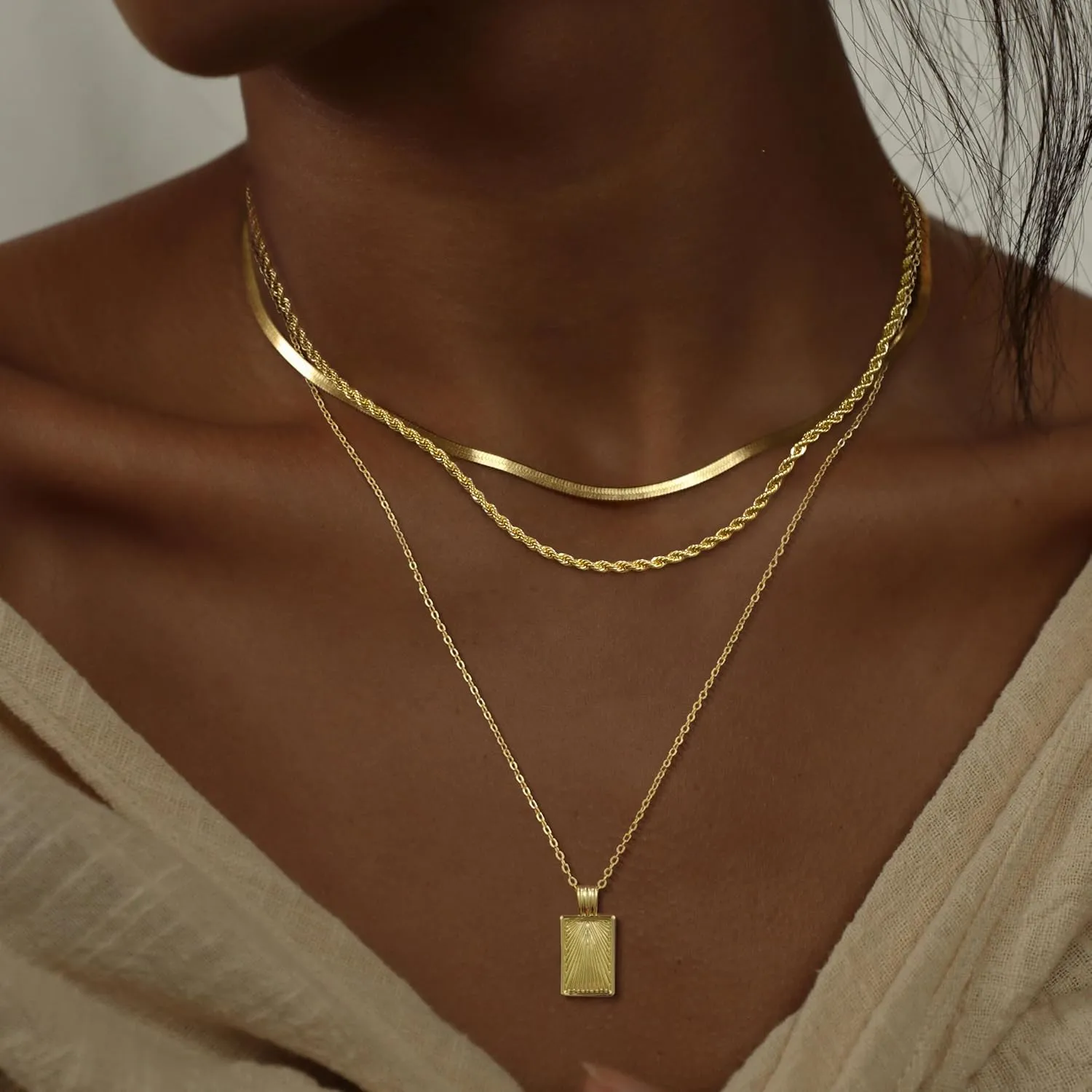 Layered Gold Silver Necklaces for Women, Stackable Stack 14K Real Gold Plated Silver Chain Necklace Diamond Circle CZ Layering Pendant Necklaces Trendy Gold Jewelry Set Gifts