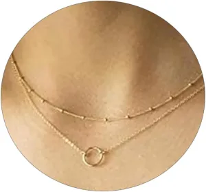 Layered Necklaces for Women,Dainty Gold Necklace Layering Necklaces 14k Gold Plated Long Chain Choker Necklace Gold Chain Necklace Women Gold Jewelry Gifts