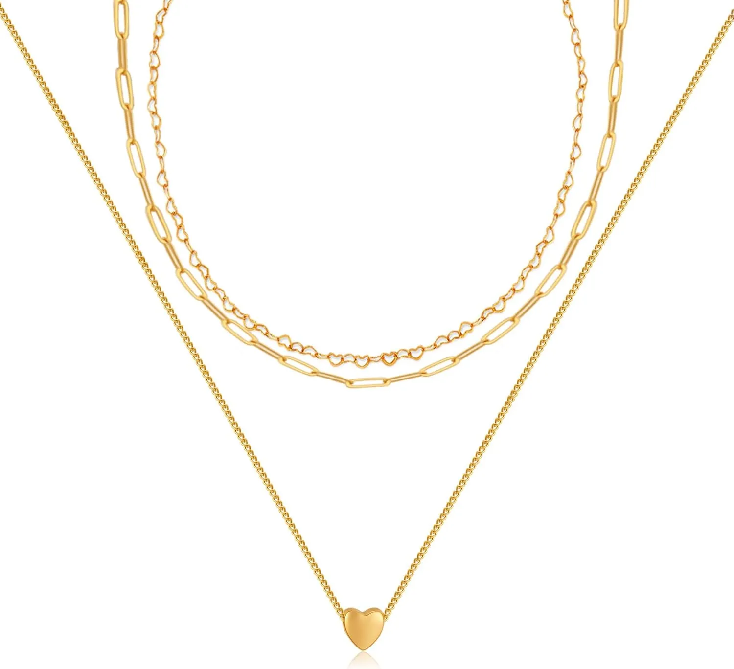 Layering Necklace for Women 14K Gold Plated Paper clip Chain Necklace Trendy Minimalist heart choker necklace Jewelry