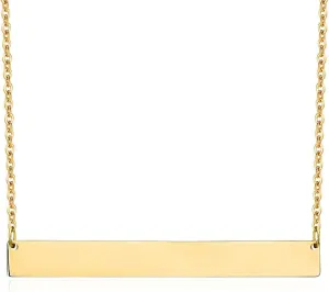 Lazycat Name Bar 18K Plated Bar Necklace,Engravable Name or Blessings Necklace
